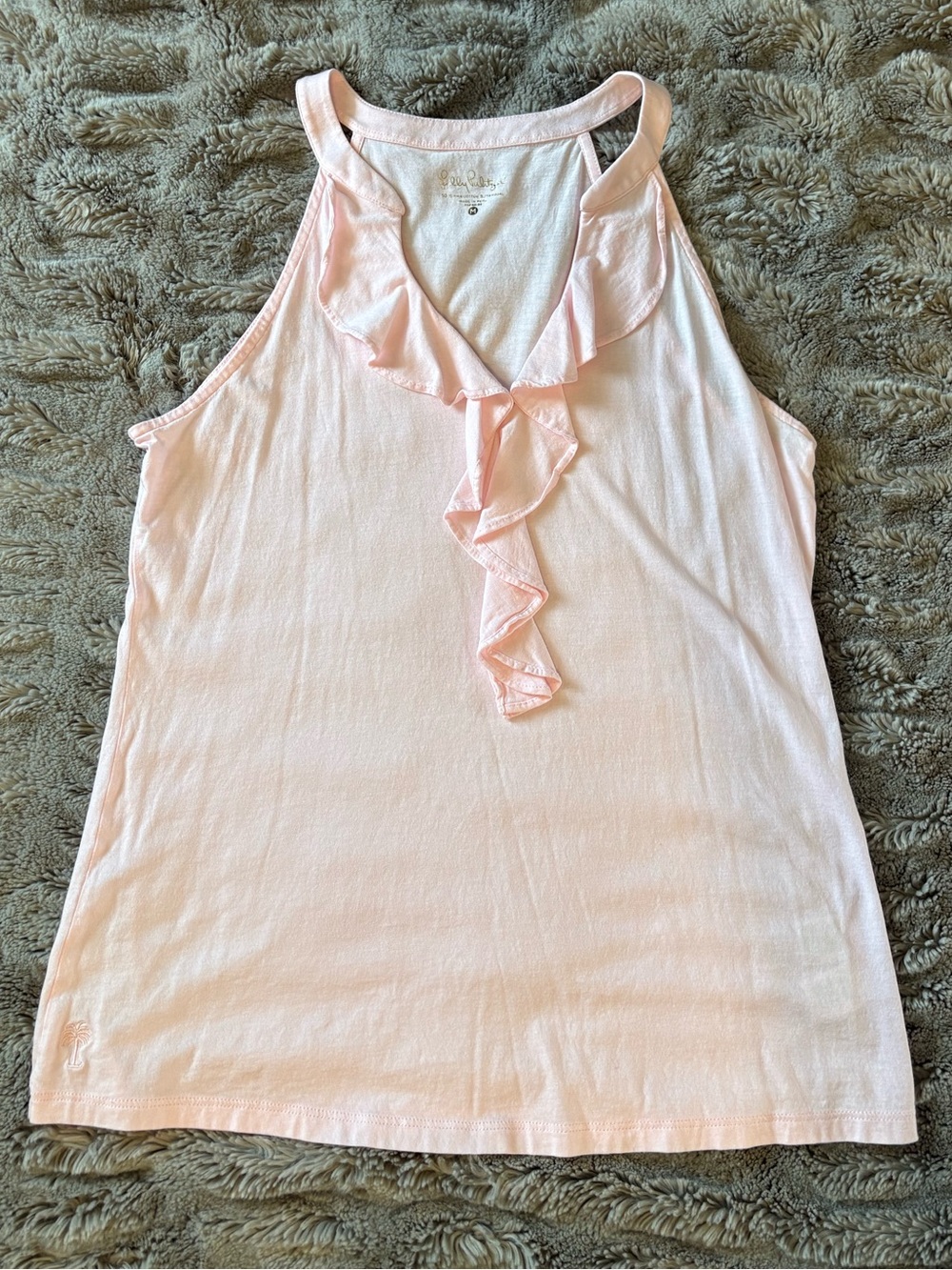 Lilly Pulitzer Pale Pink Ruffle V-Neck Sleeveless Top